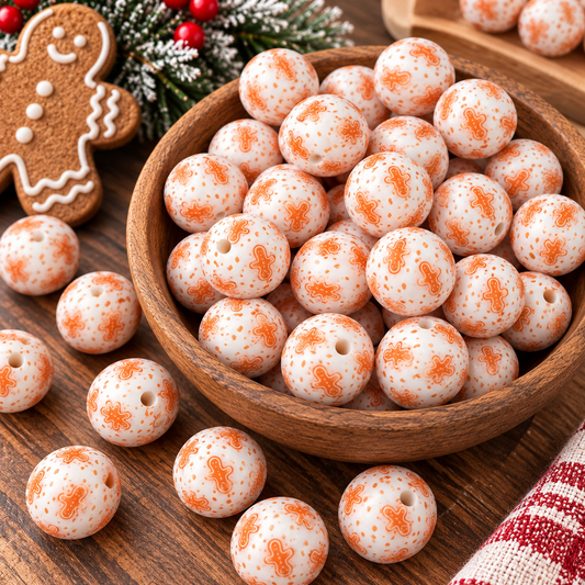 Gingerbread Giggles & Sugar Sprinkles | 15mm Printed Silicone Beads
