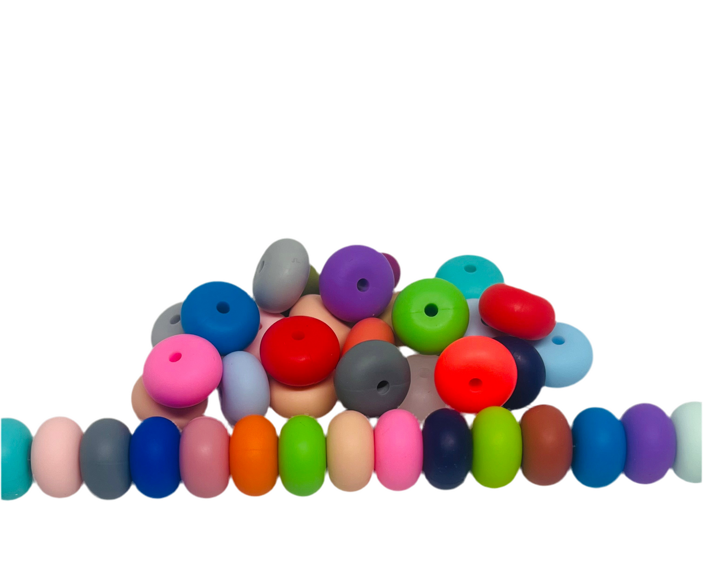 14mm Silicone Abacus (Biscuit) Spacer Bead Multiple Color 25 Count Bead Bag