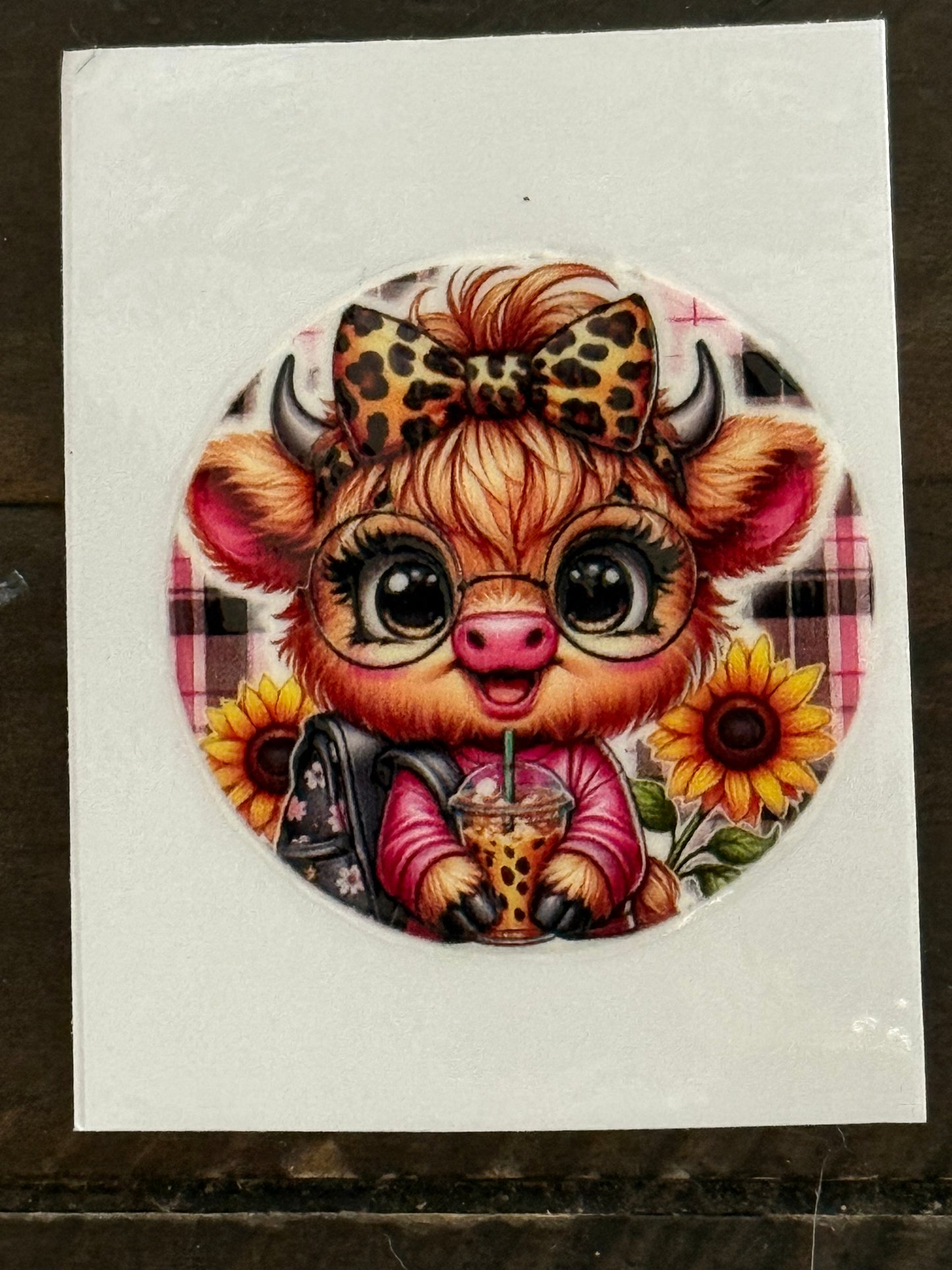 Cute Highland Cow UV DTF Decal | 2x2 Waterproof Boba Cow Sticker for Cups, Tumblers & Crafts