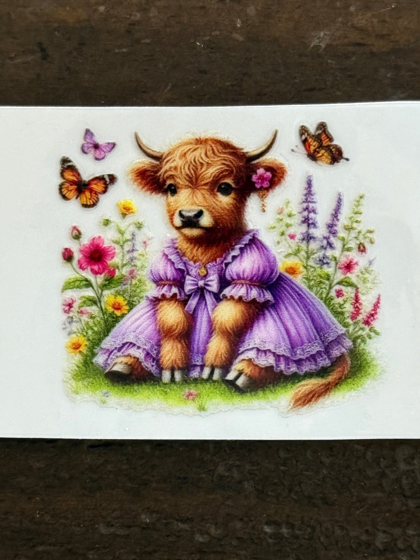 Cute 2x2 Baby Highland Cow – Valentine’s UV DTF Decal / Sticker for Cups, Tumblers & Crafts