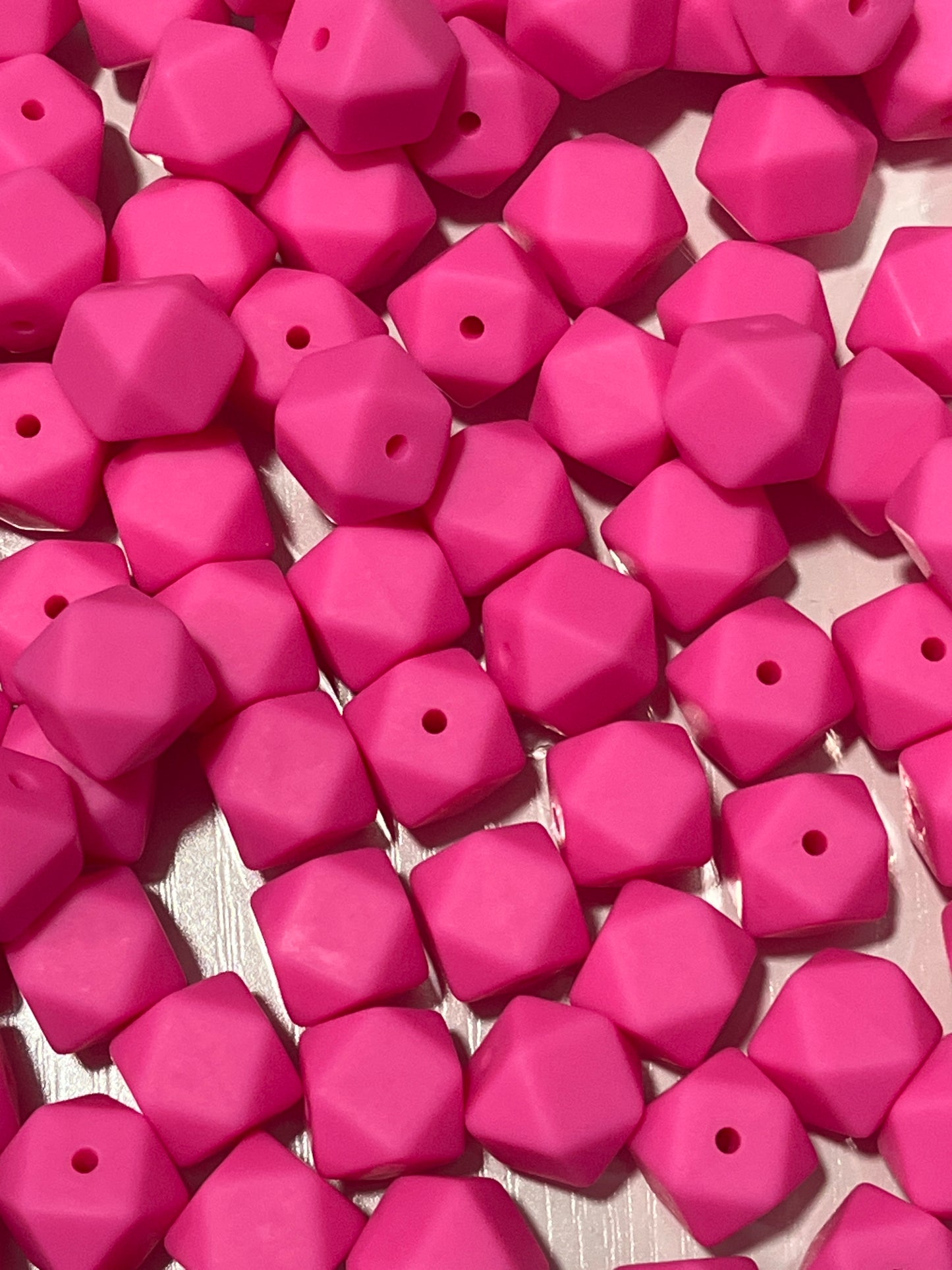 15 count 14mm Hexagon Silicone Solid Color Bead