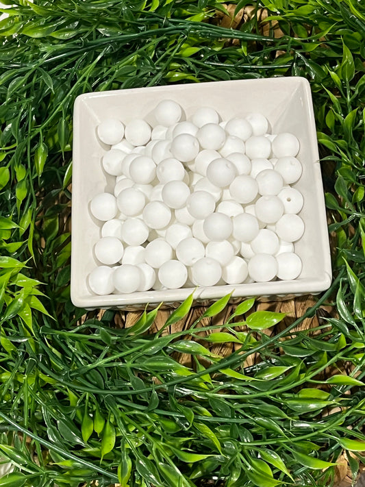 Silicone 15mm White Bead
