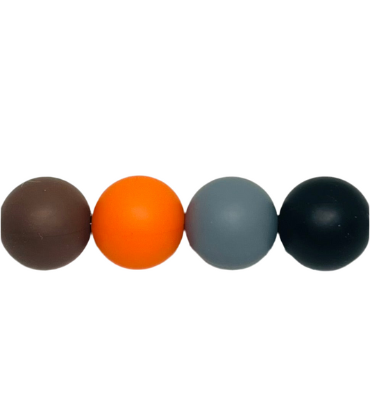 Hunting Bead Mix 60 Count 15mm Silicone Bead Multicolor Pen Beading Crafting Orange Black Dim Gray Coffee Brown