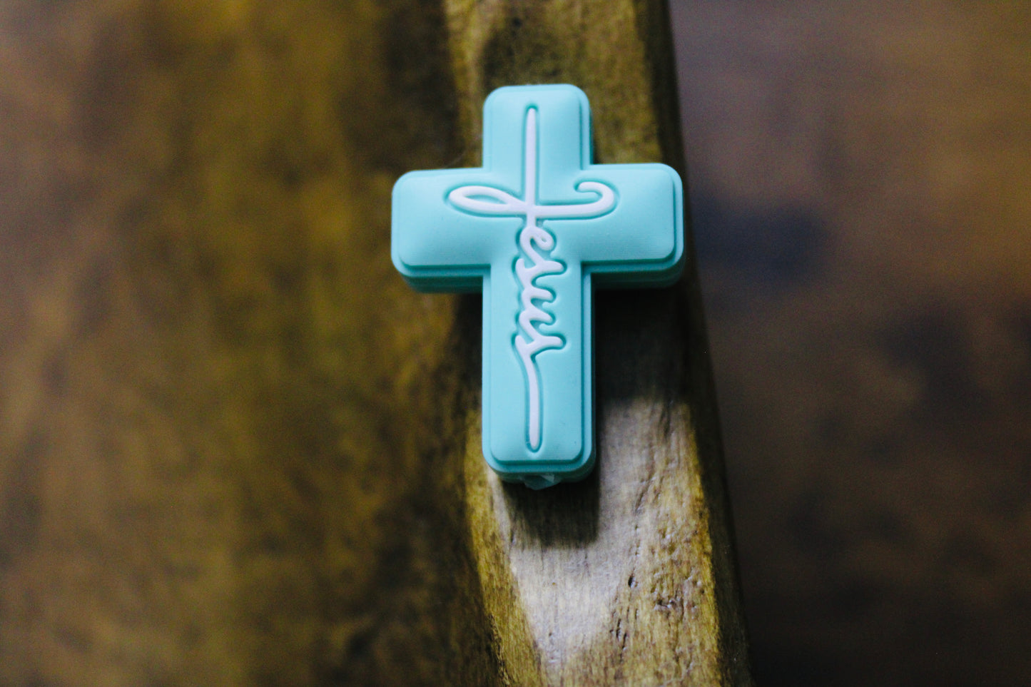 Jesus Cross Silicone Focal Bead Mint Pink Black Purple White