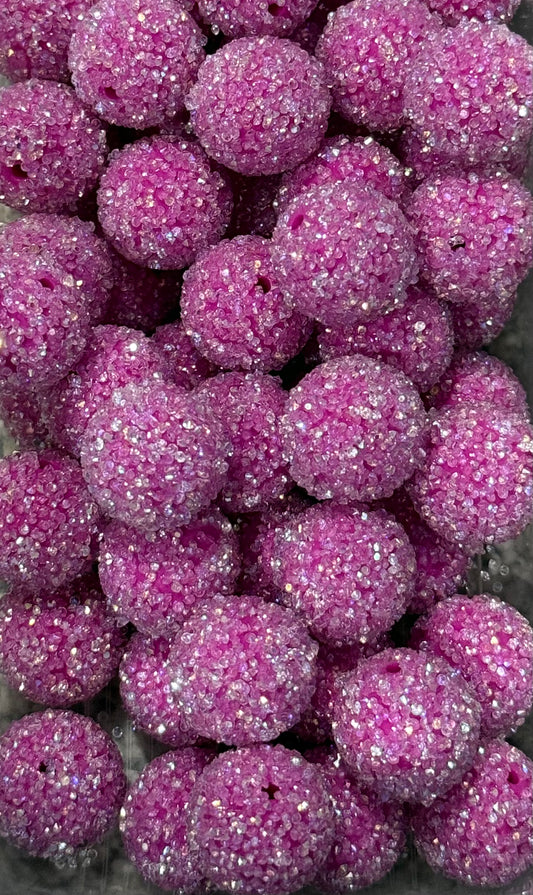 20mm Violet Sugar Beads – Sparkly Acrylic Round Beads for Keychains, Jewelry & DIY Crafts