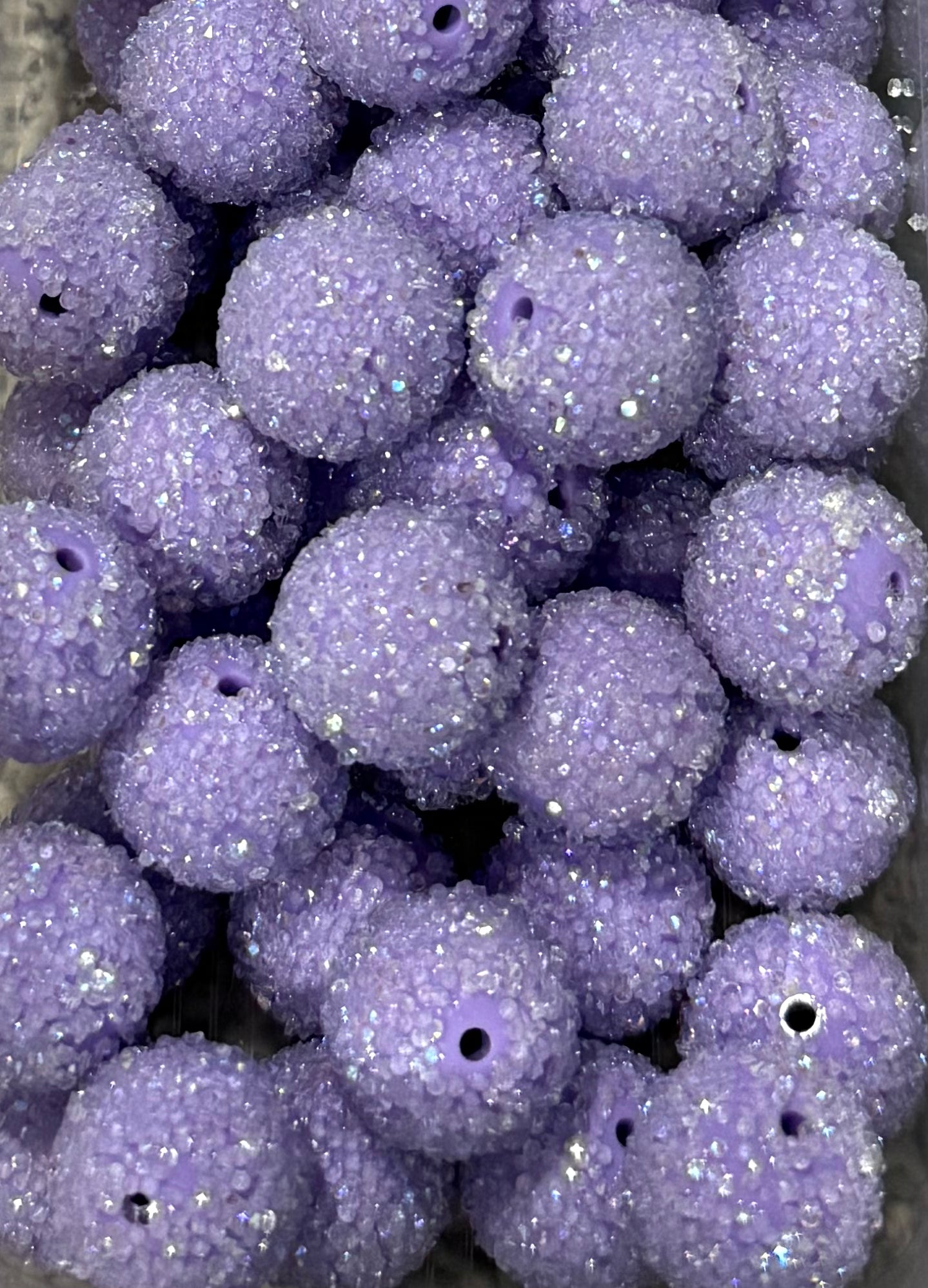 20mm Lavender Sugar Beads – Sparkly Resin Round Beads for Keychains, Jewelry & DIY Crafts