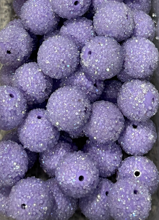 20mm Lavender Sugar Beads – Sparkly Resin Round Beads for Keychains, Jewelry & DIY Crafts