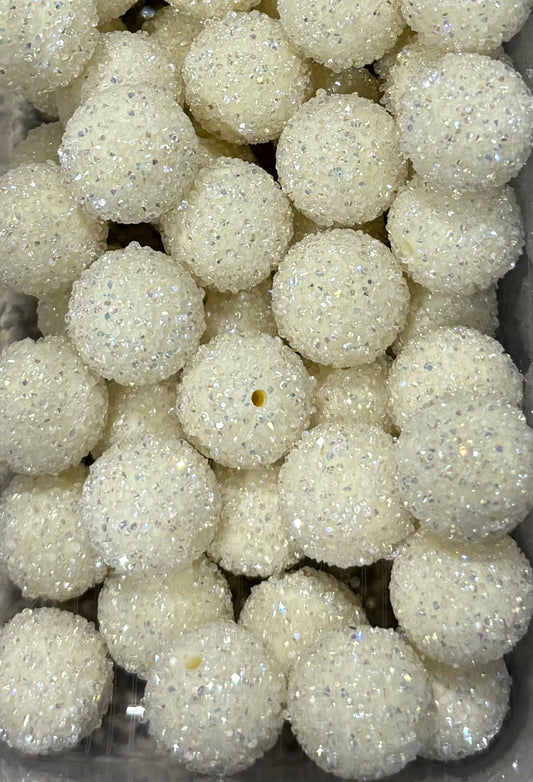 20mm Cream Sugar Beads – Sparkly Resin Round Beads for Keychains, Jewelry & DIY Crafts