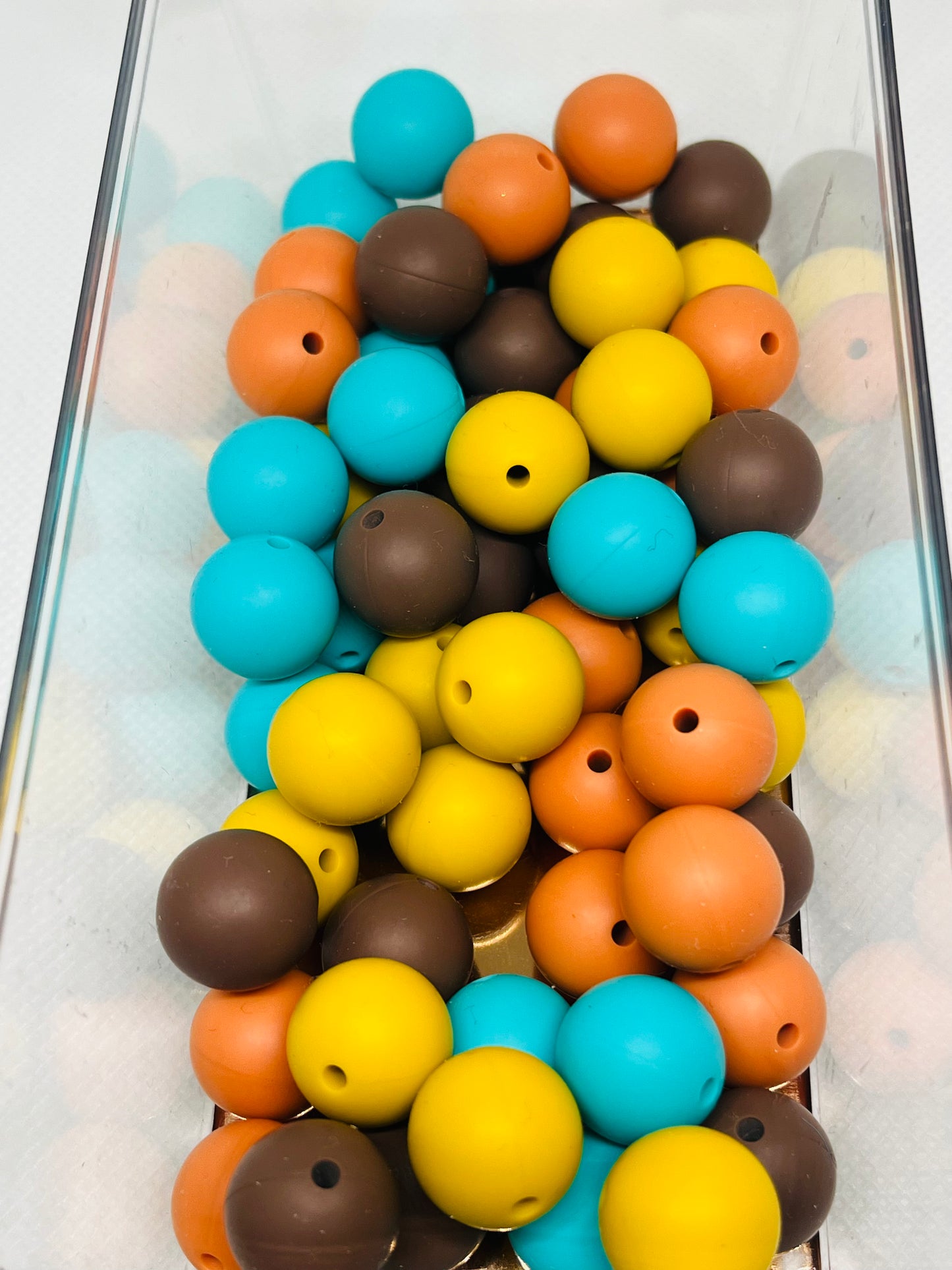 Cowboy Up Bead Mix Silicone 15mm Multicolor Bead Bag 60 Count 15 Of Each Color Mustard Turquoise Rust Coffee Brown