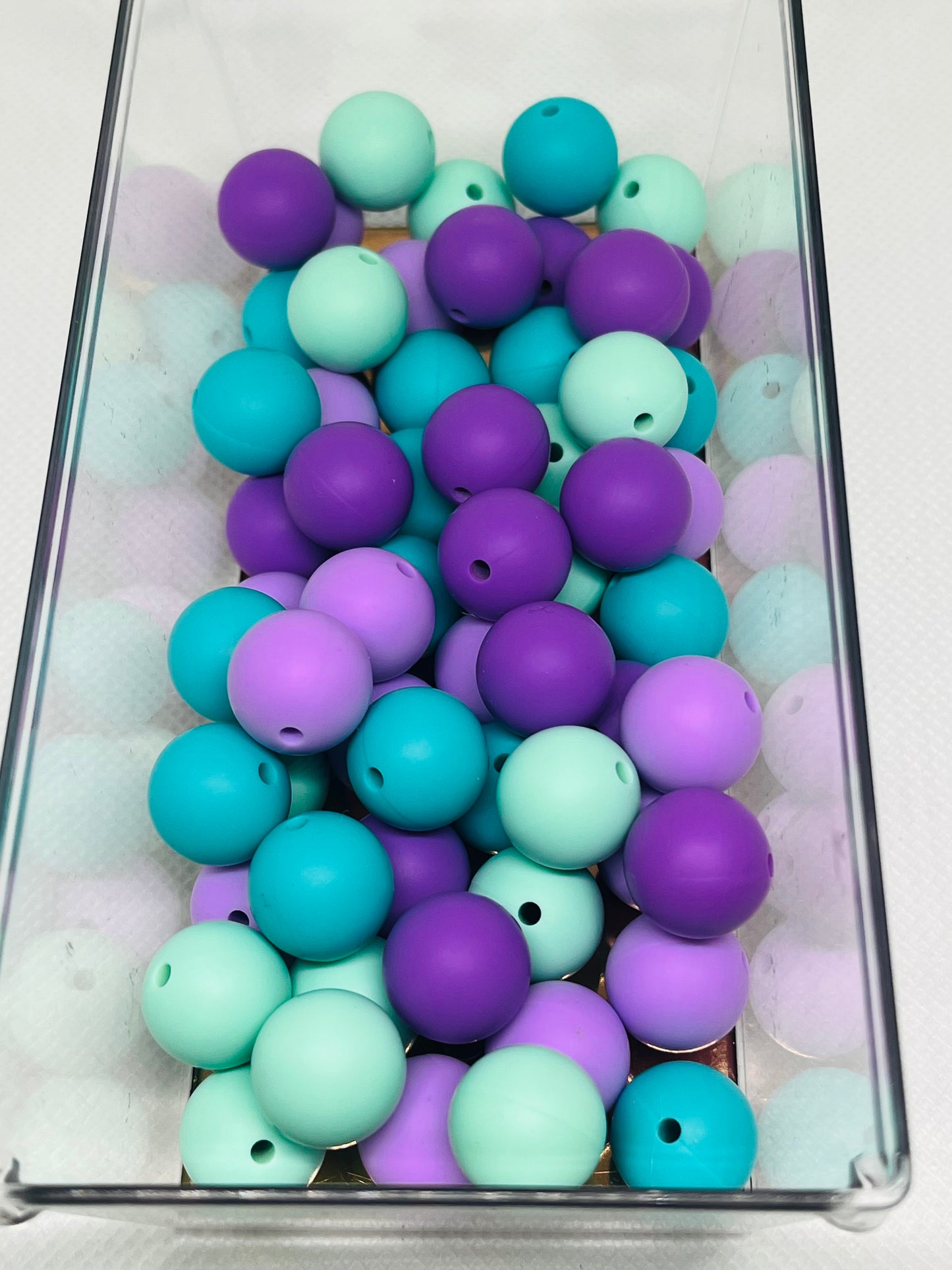 Mermaid Bead Mix Silicone 15mm Multicolor Bead Mix 60 Count 15 Count Of Each Color Purple Light Purple Mint Turquoise