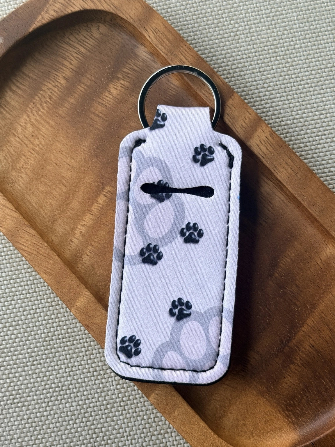 Paw Print Neoprene Chapstick Holder Keychain | Lip Balm Holder | Sold Individually