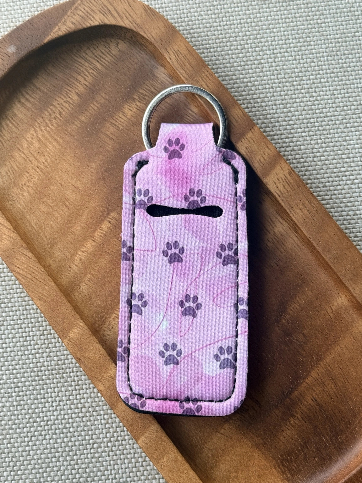 Paw Print Neoprene Chapstick Holder Keychain | Lip Balm Holder | Sold Individually