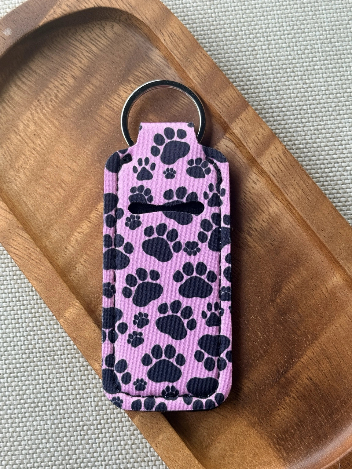 Paw Print Neoprene Chapstick Holder Keychain | Lip Balm Holder | Sold Individually