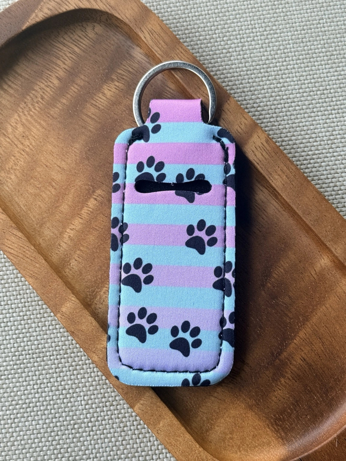 Paw Print Neoprene Chapstick Holder Keychain | Lip Balm Holder | Sold Individually