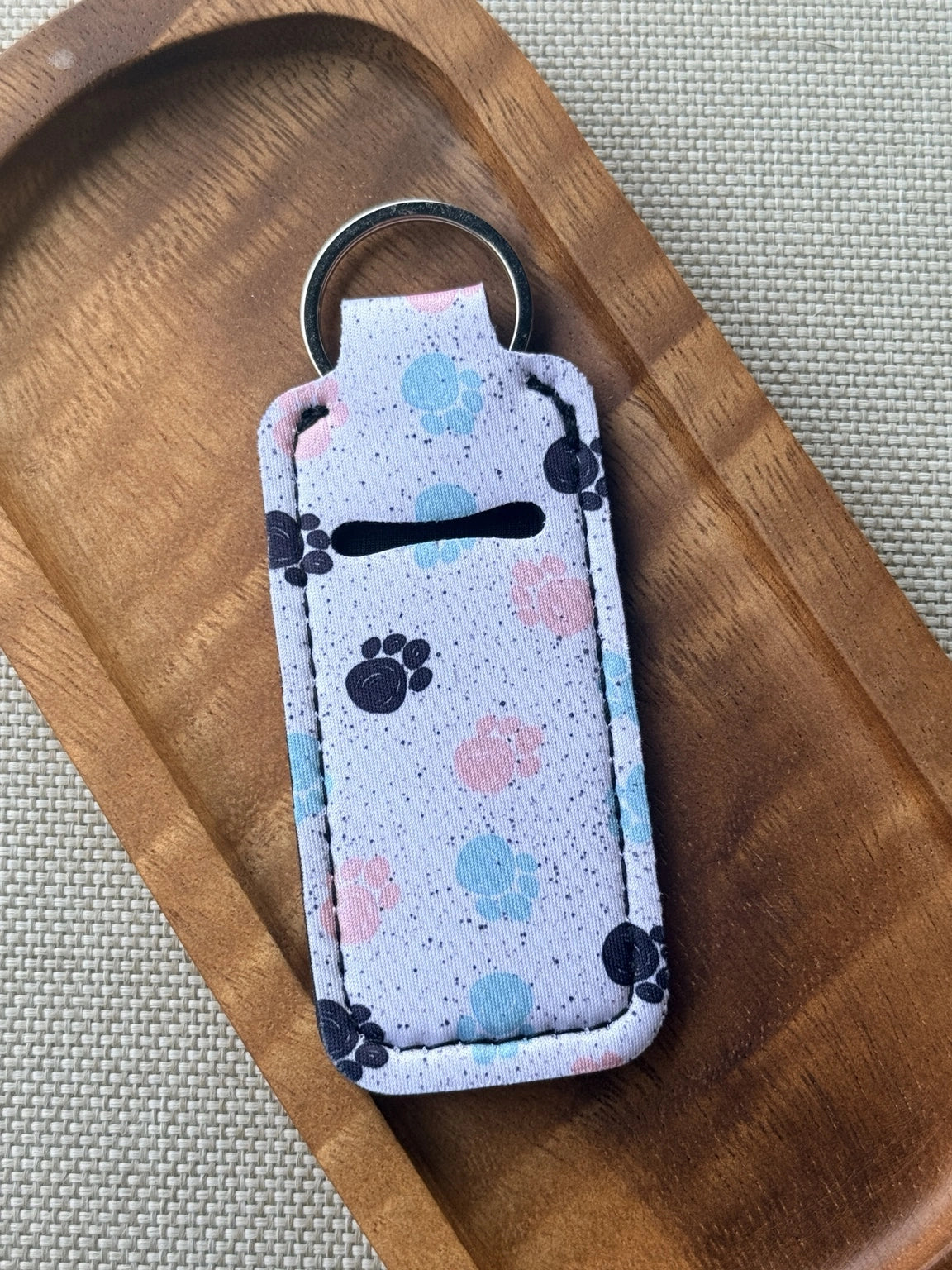 Paw Print Neoprene Chapstick Holder Keychain | Lip Balm Holder | Sold Individually