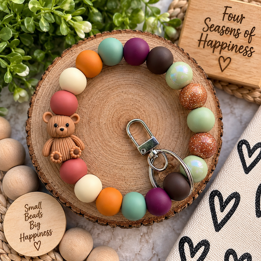 Cozy Little Moments Teddy Bear Wristlet – DIY Silicone Bead Kit or Premade Wristlet | FSOH