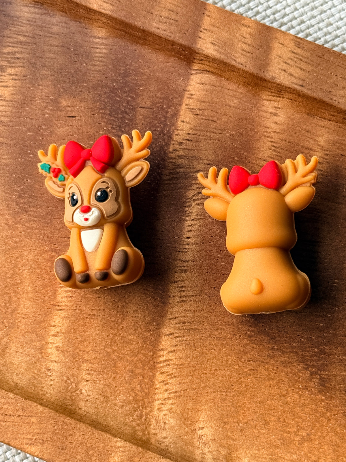 Reindeer Bow 3D Silicone Focal Bead | Girly Christmas Craft Bead