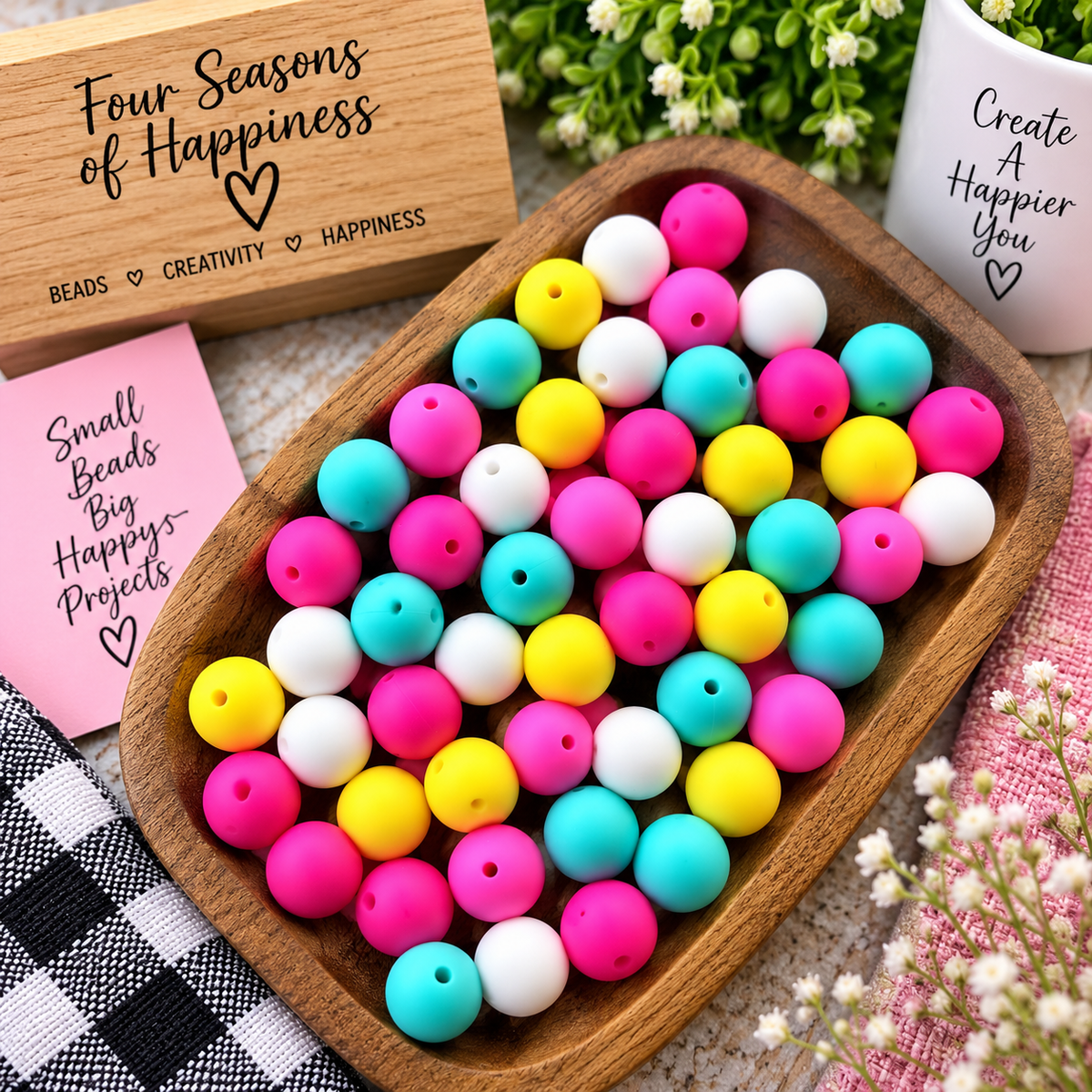 Pink Boots & Big Dreams – 15mm Silicone Bead Mix | 60 Count | FSOH Exclusive