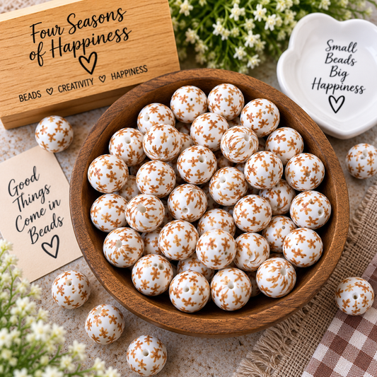 15mm Gingerbread Man Printed Silicone Beads | Christmas Craft Beads