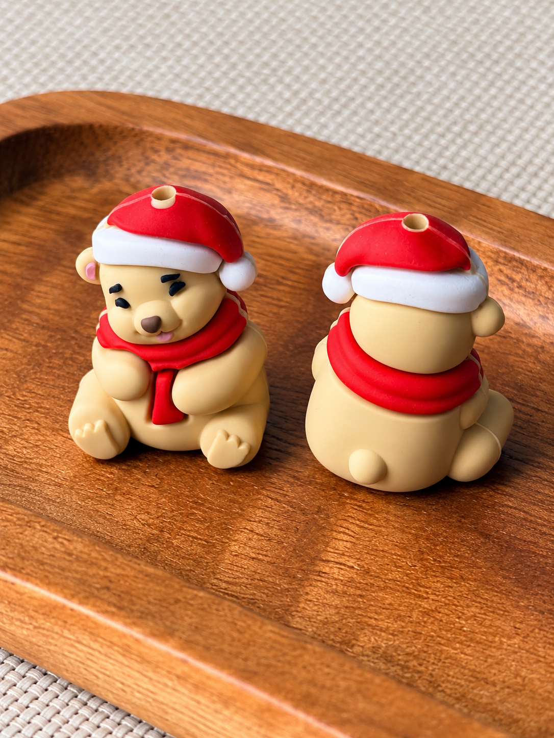 Christmas Bear 3D Silicone Focal Bead | Santa Hat Teddy Craft Bead