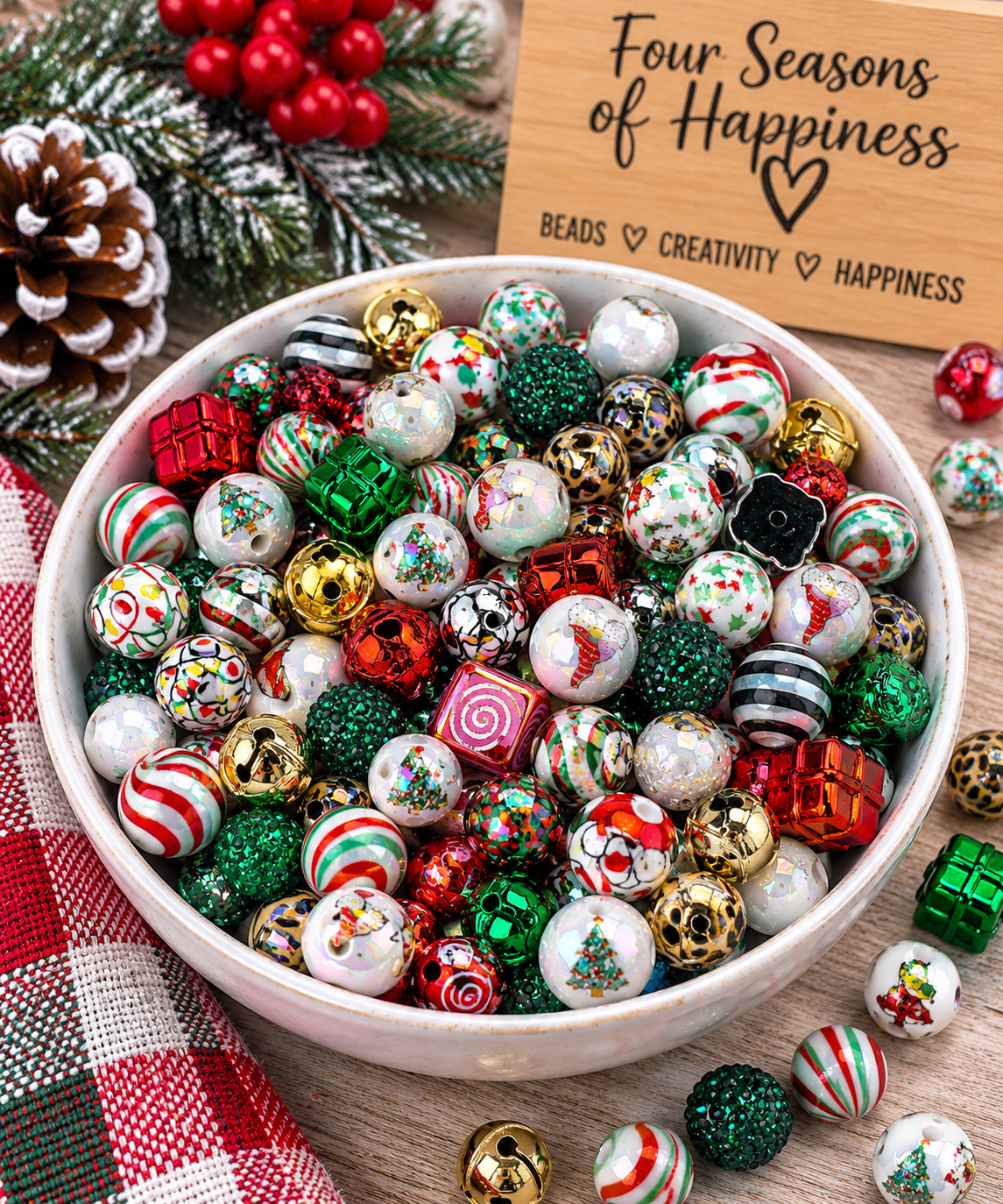 Merry & Magical 16mm Acrylic Christmas Bead Mix – 50ct or 100ct | FSOH