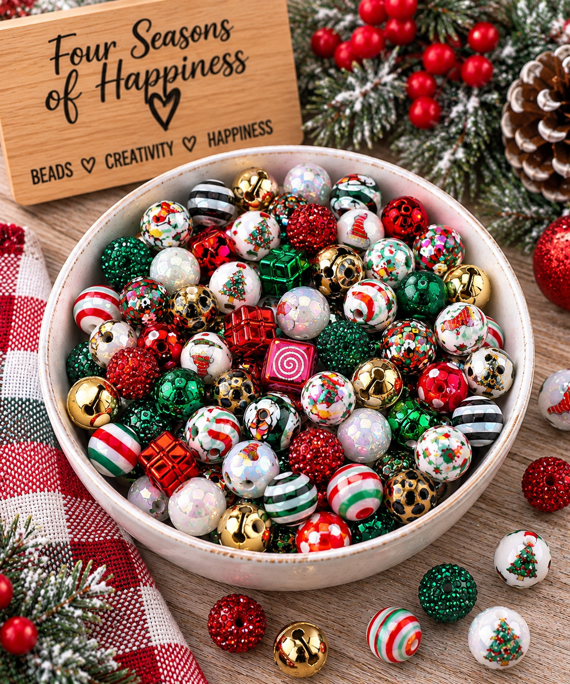 Merry & Magical 16mm Acrylic Christmas Bead Mix – 50ct or 100ct | FSOH