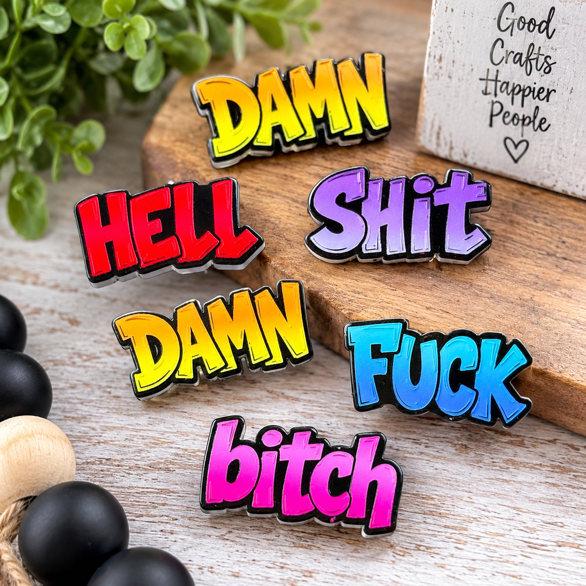 Say It Loud Adult Word Acrylic Focal Bead Mix – 6 Count | FSOH