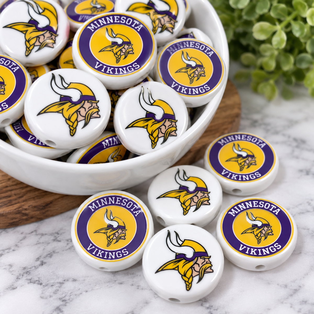 Football Acrylic Focal Beads – Sports Designs – Sold Individually | FSOH