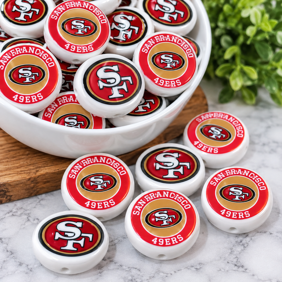 Football Acrylic Focal Beads – Sports Designs – Sold Individually | FSOH