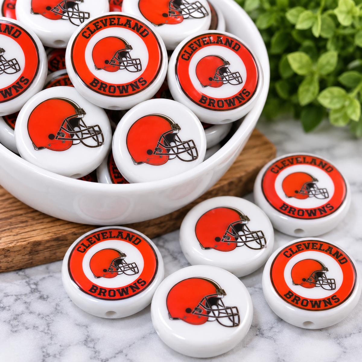 Football Acrylic Focal Beads – Sports Designs – Sold Individually | FSOH