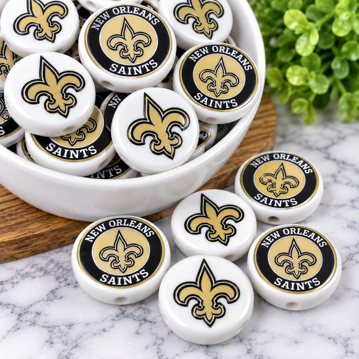 Football Acrylic Focal Beads – Sports Designs – Sold Individually | FSOH