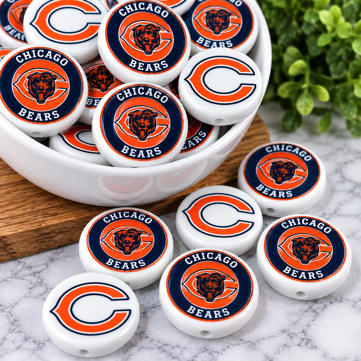 Football Acrylic Focal Beads – Sports Designs – Sold Individually | FSOH