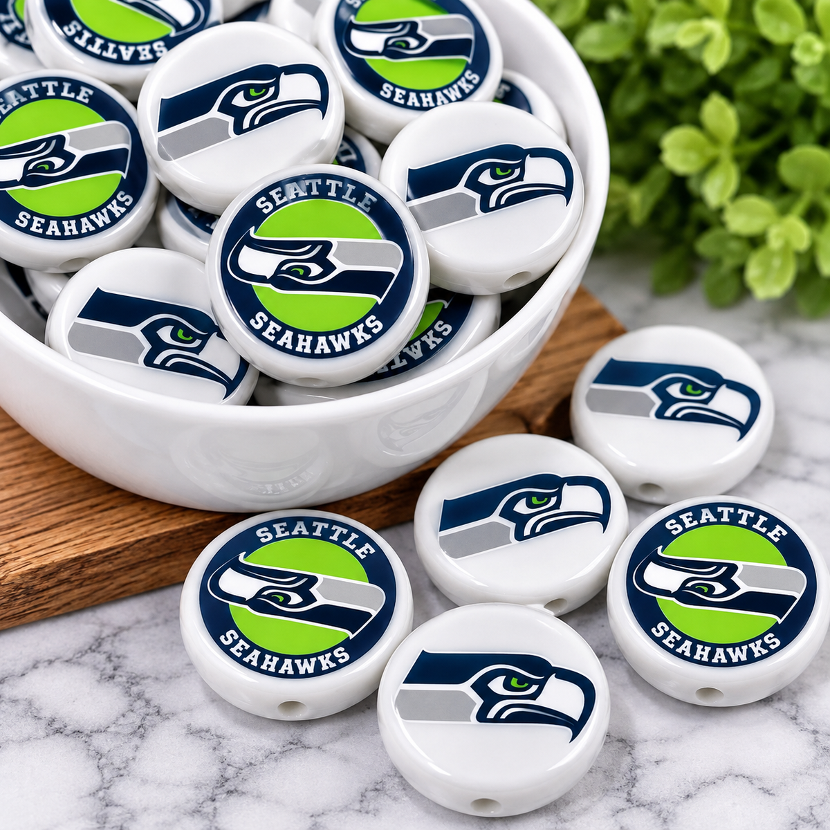 Football Acrylic Focal Beads – Sports Designs – Sold Individually | FSOH
