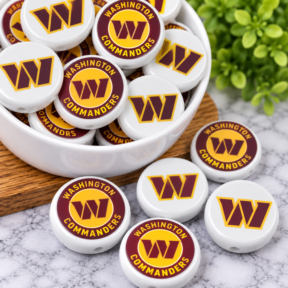 Football Acrylic Focal Beads – Sports Designs – Sold Individually | FSOH