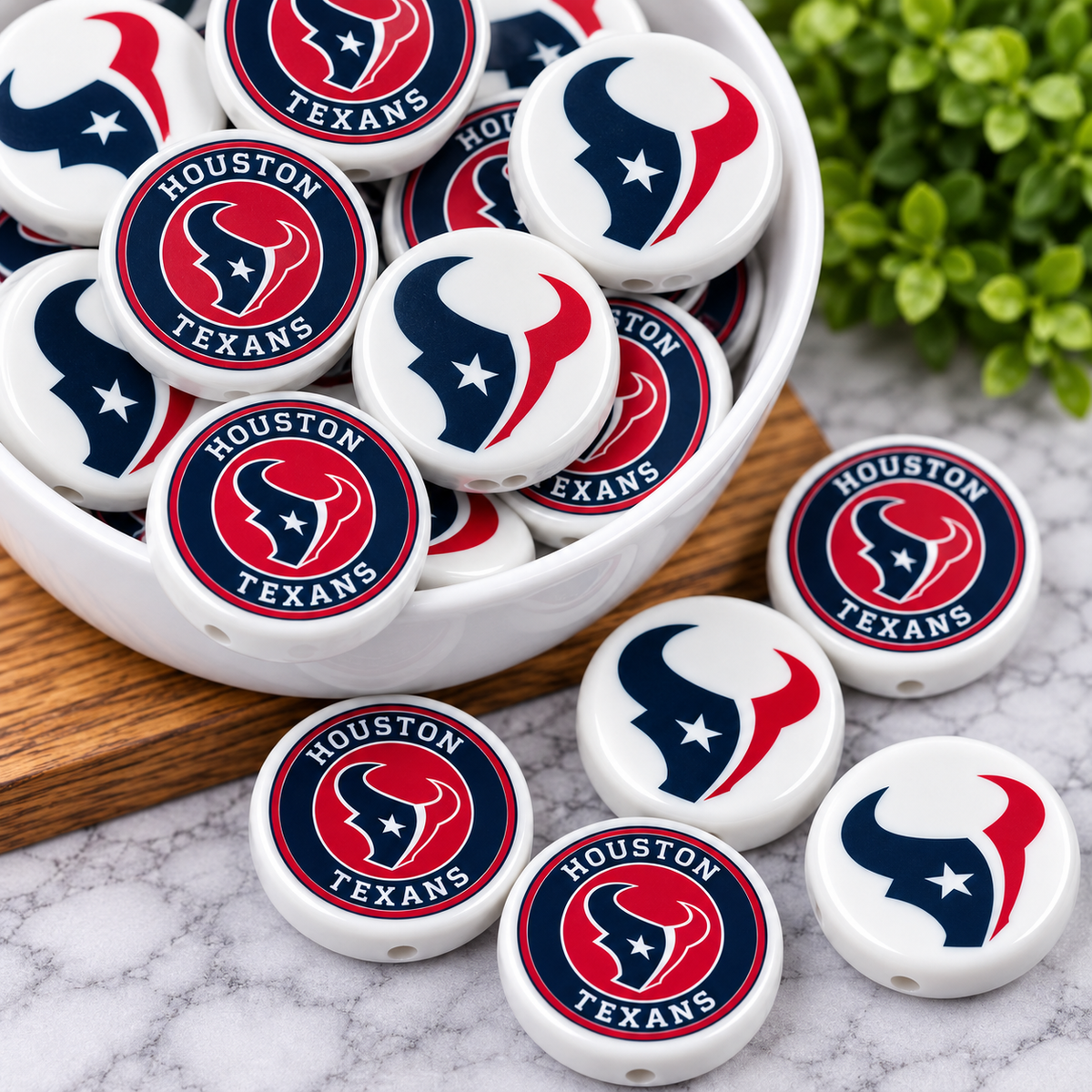 Football Acrylic Focal Beads – Sports Designs – Sold Individually | FSOH