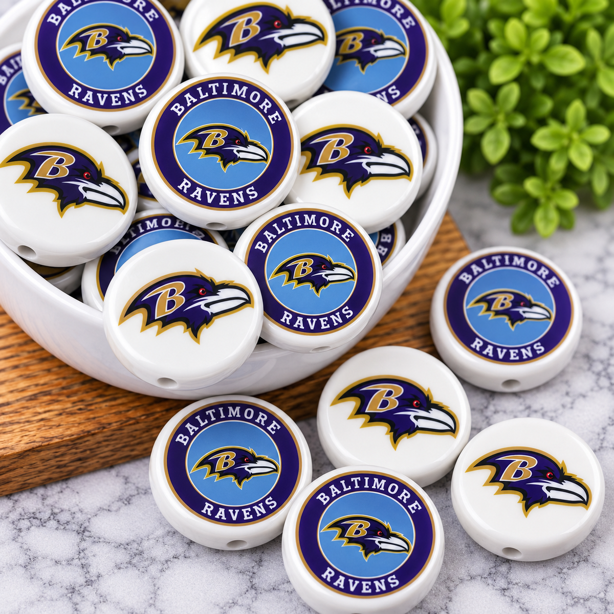 Football Acrylic Focal Beads – Sports Designs – Sold Individually | FSOH