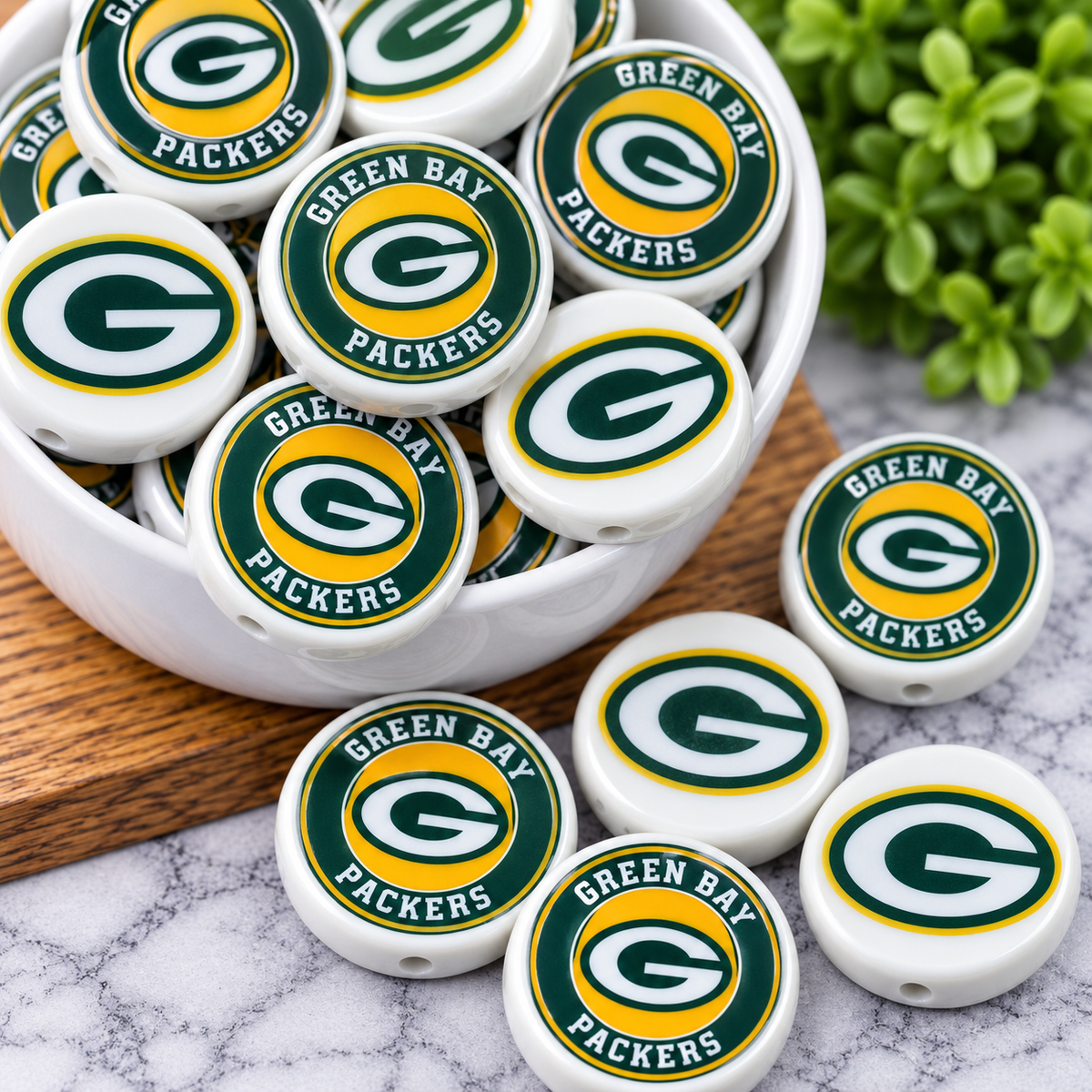 Football Acrylic Focal Beads – Sports Designs – Sold Individually | FSOH