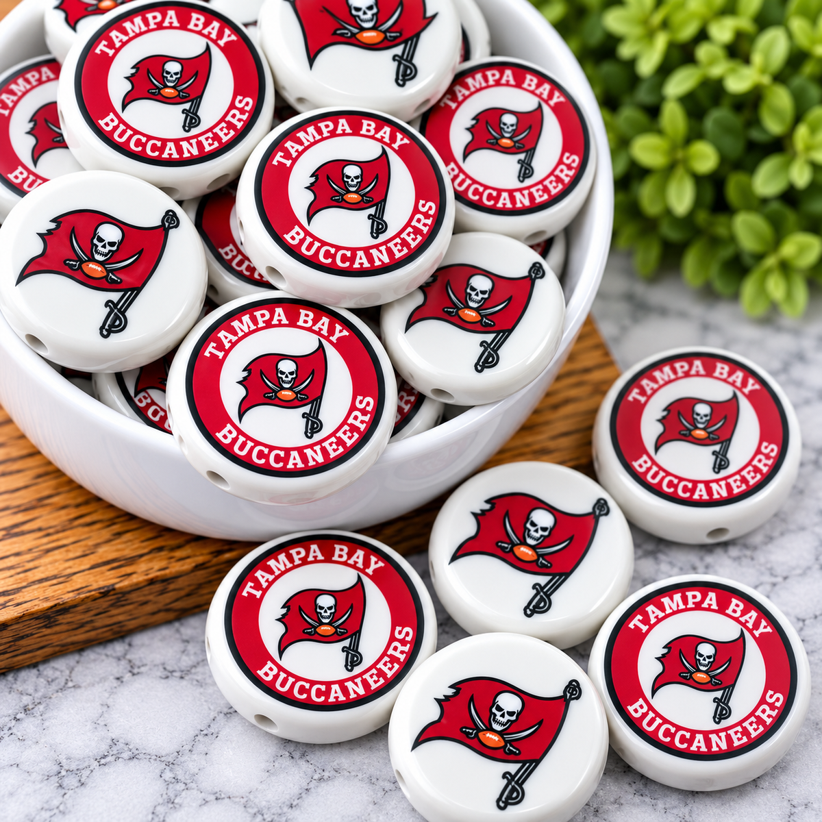Football Acrylic Focal Beads – Sports Designs – Sold Individually | FSOH