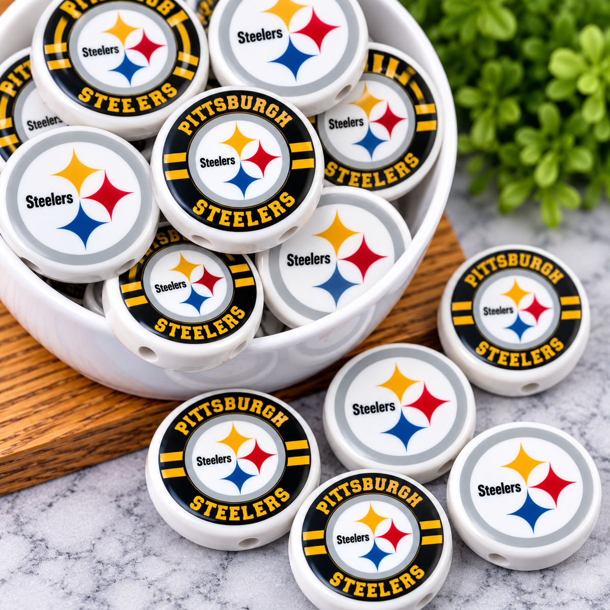 Football Acrylic Focal Beads – Sports Designs – Sold Individually | FSOH
