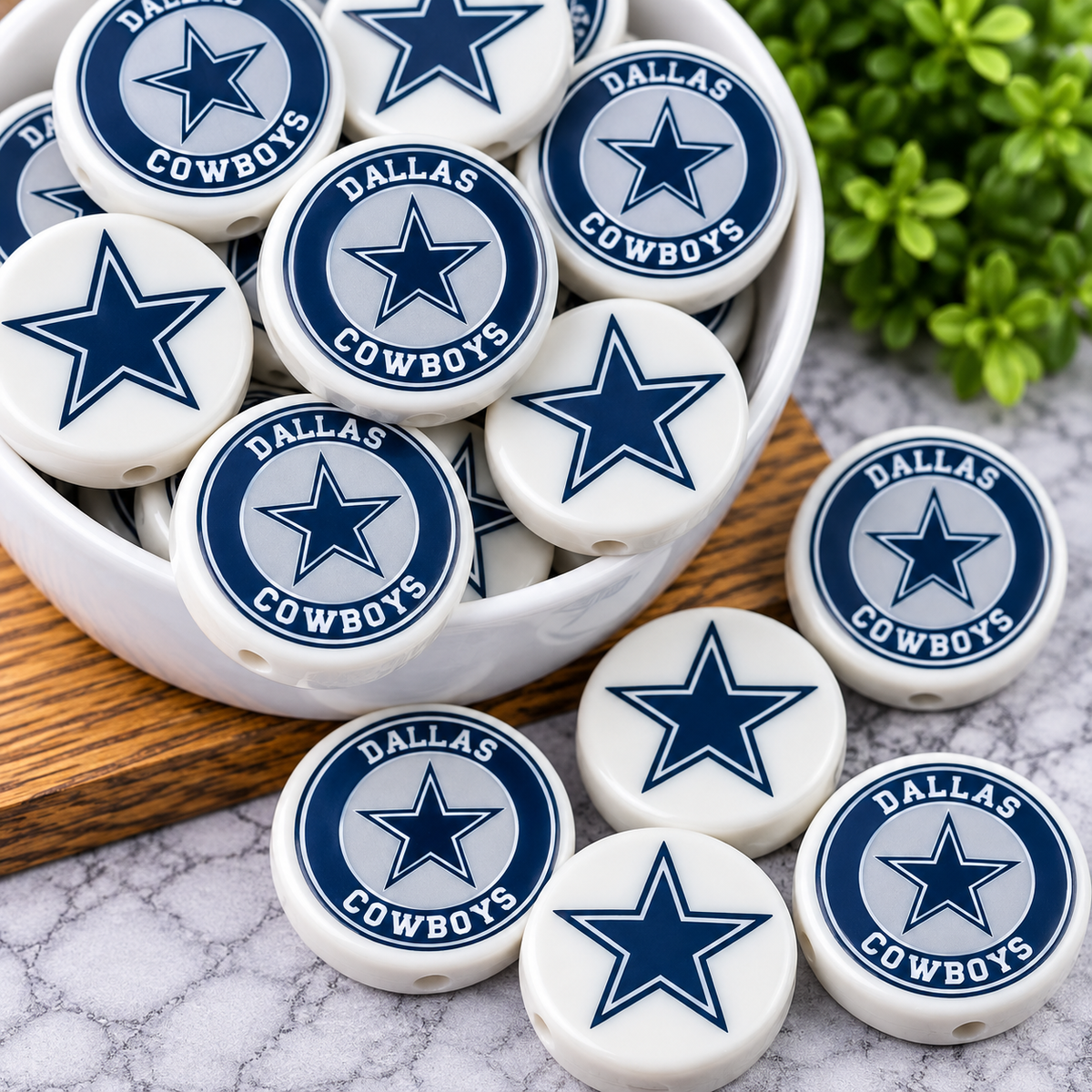 Football Acrylic Focal Beads – Sports Designs – Sold Individually | FSOH