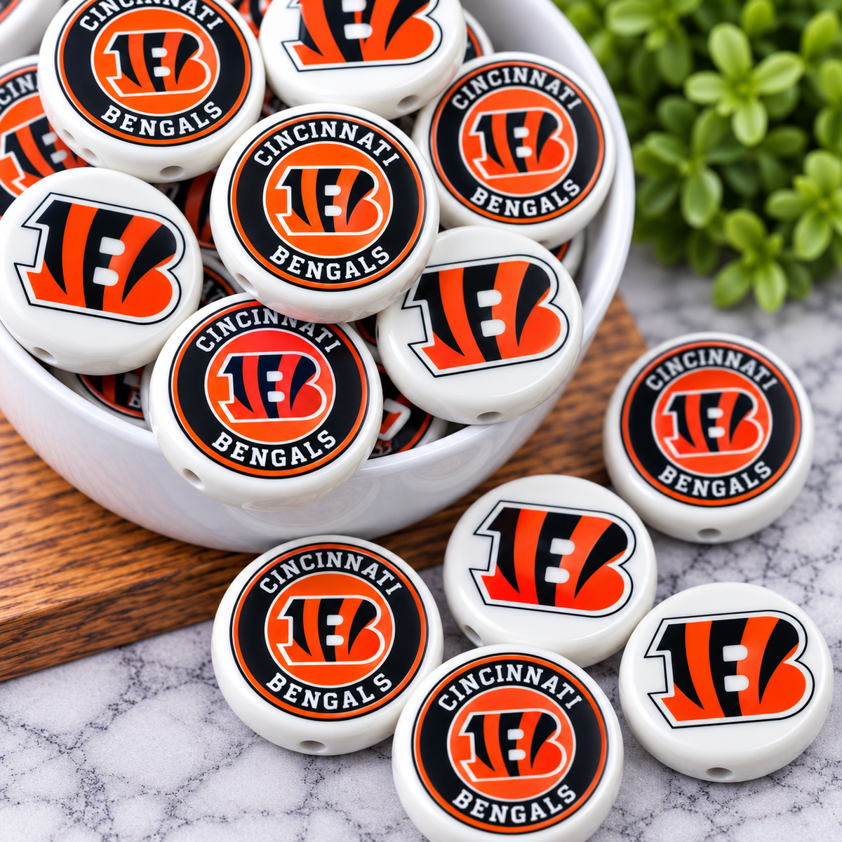 Football Acrylic Focal Beads – Sports Designs – Sold Individually | FSOH