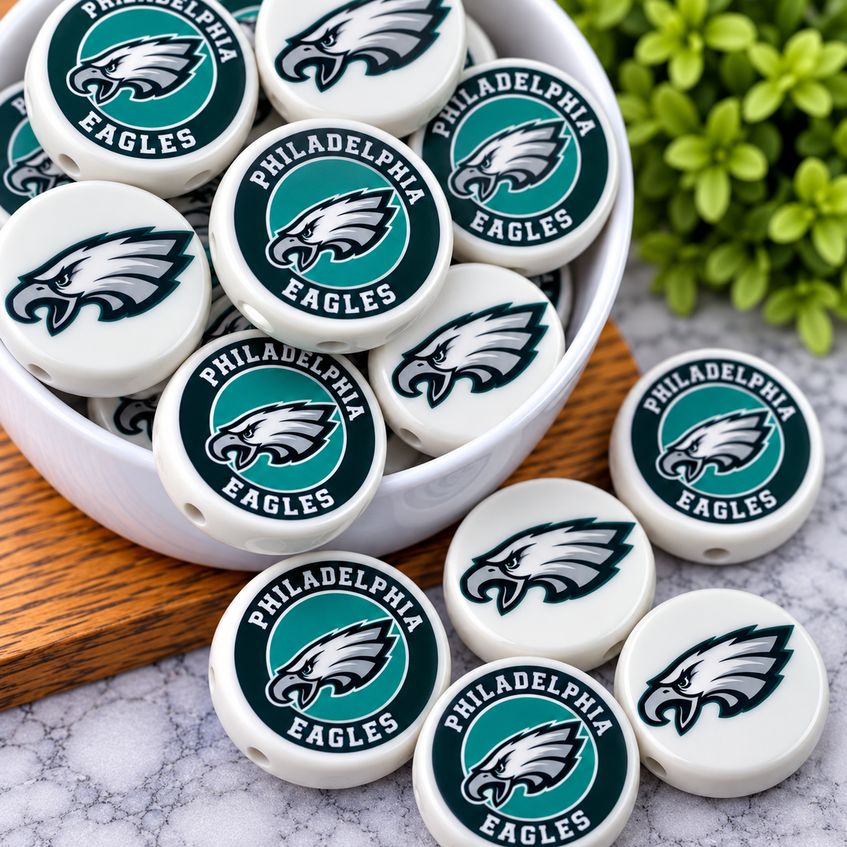 Football Acrylic Focal Beads – Sports Designs – Sold Individually | FSOH