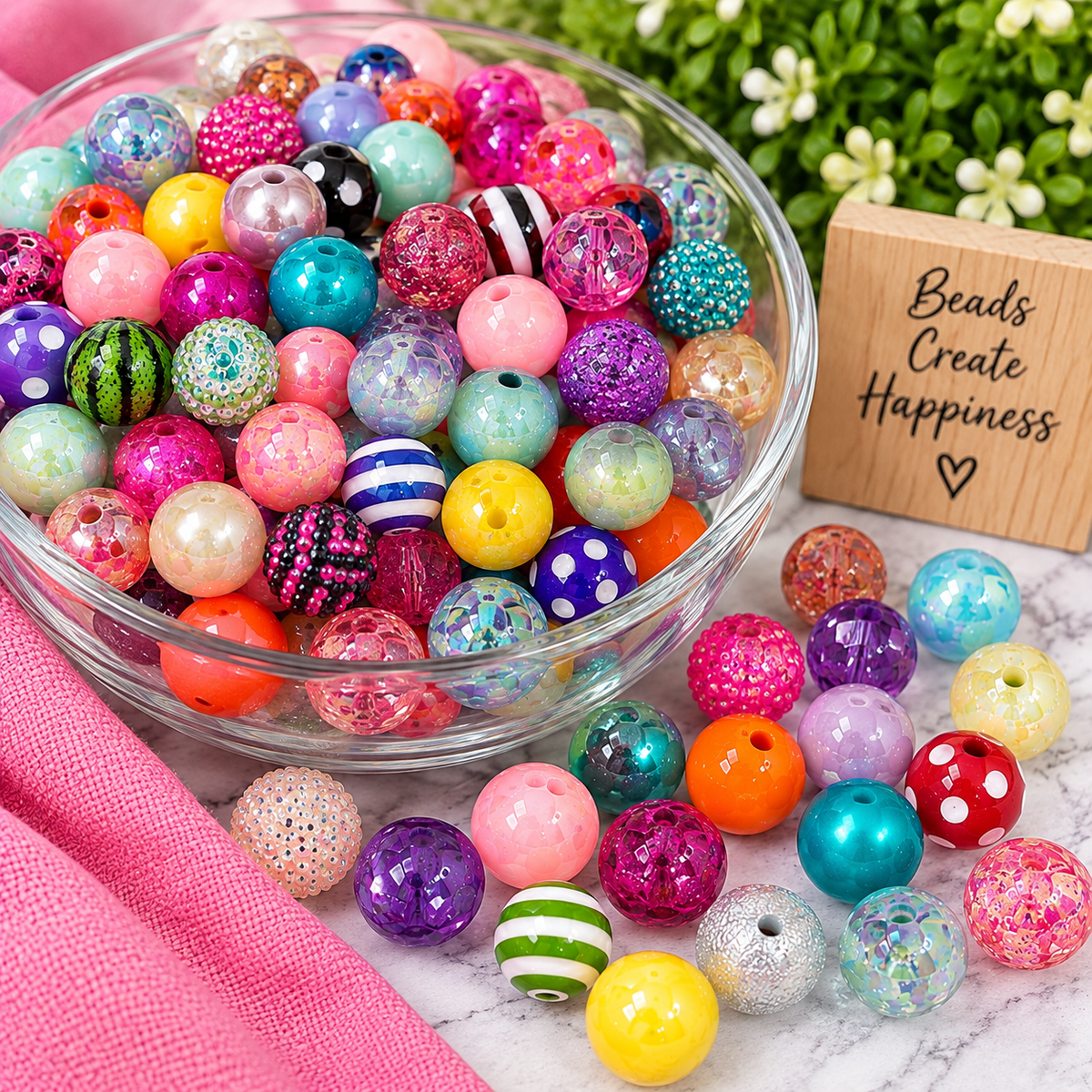 20mm Assorted Acrylic Bead Mix – 30 or 60 Count | FSOH