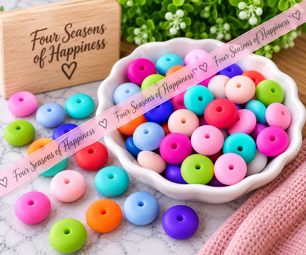 14mm Mixed Color Silicone Abacus Spacer Beads – 25 Count | FSOH