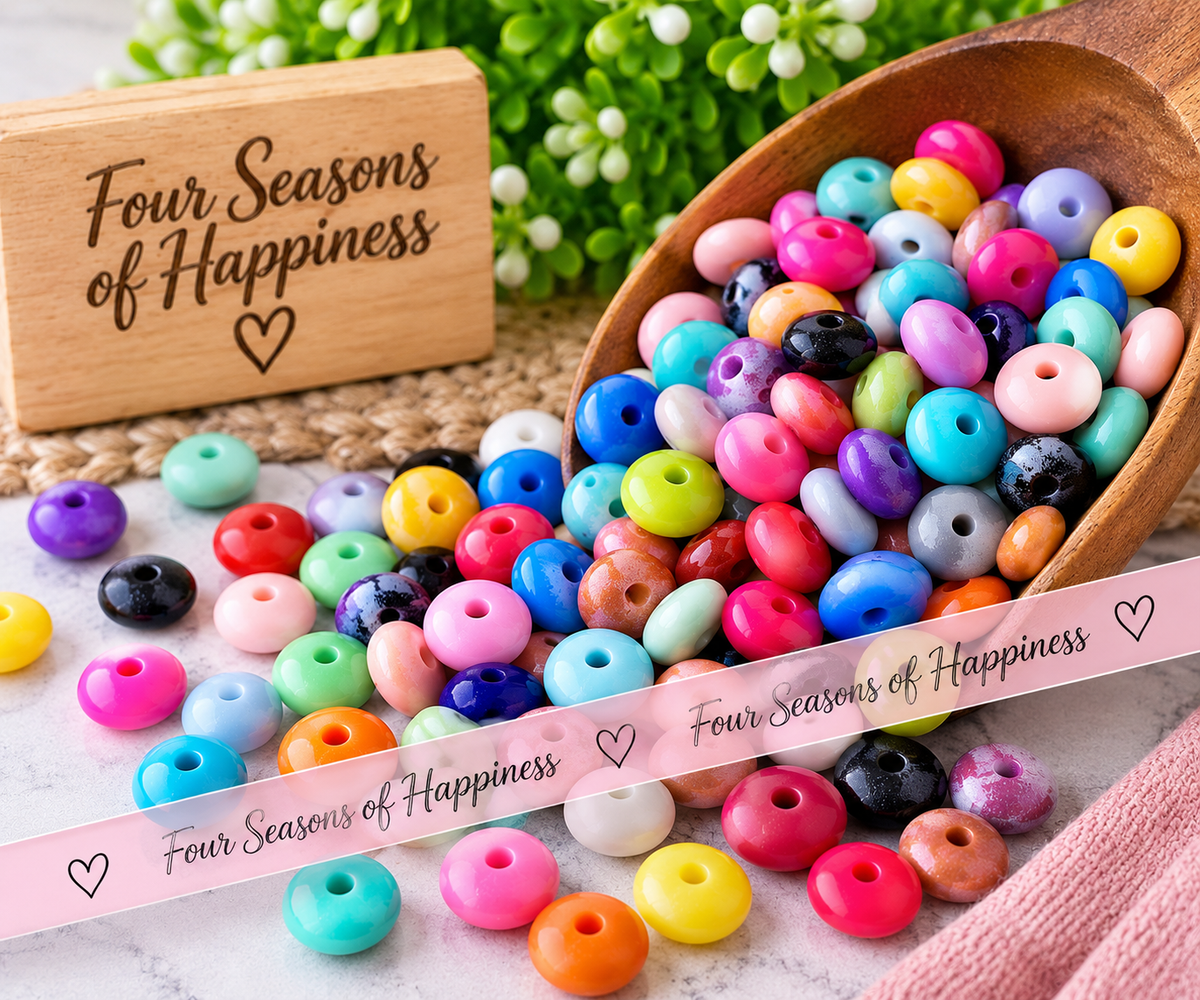 Opal Pop Happiness Beads – 12mm Silicone Lentil Spacer Mix (30 Count Bag)