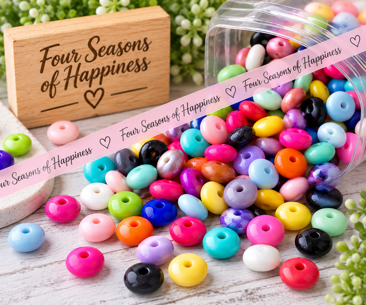 Opal Pop Happiness Beads – 12mm Silicone Lentil Spacer Mix (30 Count Bag)