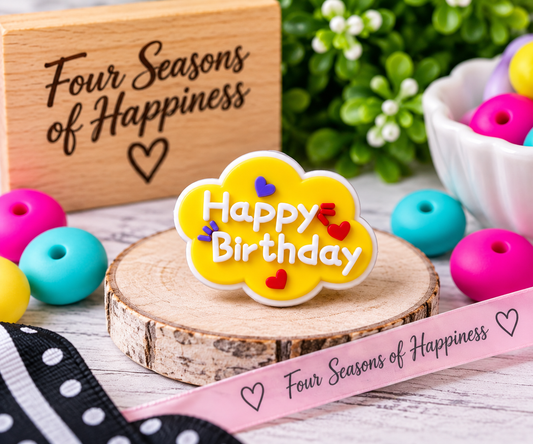 Happy Birthday Silicone Focal Bead – Colorful Birthday Focal | FSOH