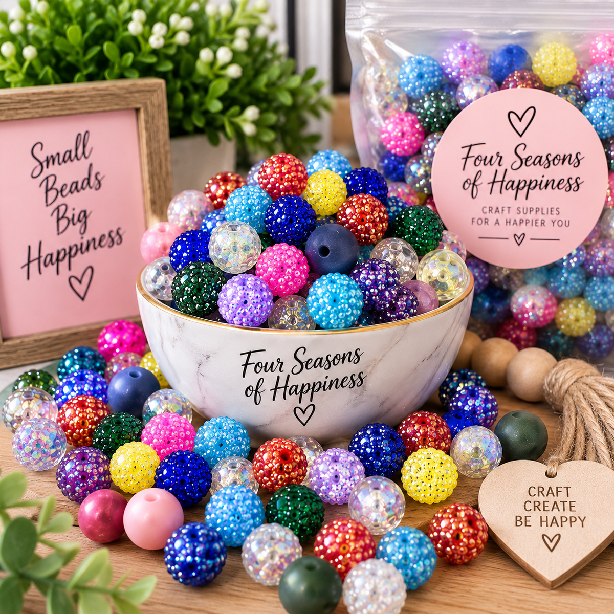 16mm Acrylic Bead Mix – Assorted Colors & Styles – 50 or 100 Count | FSOH