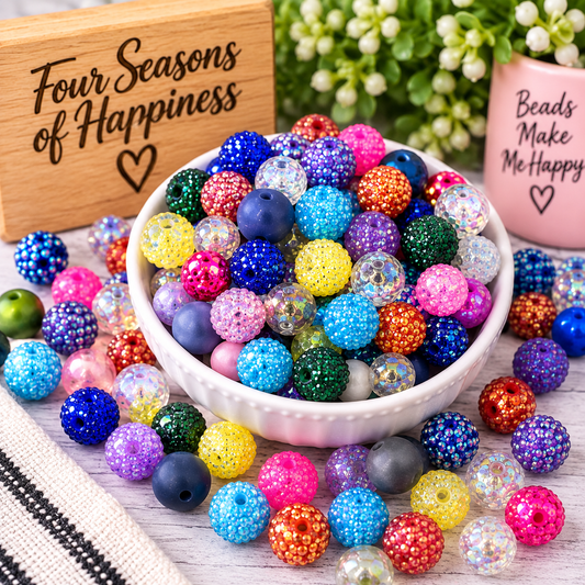 16mm Acrylic Bead Mix – Assorted Colors & Styles – 50 or 100 Count | FSOH