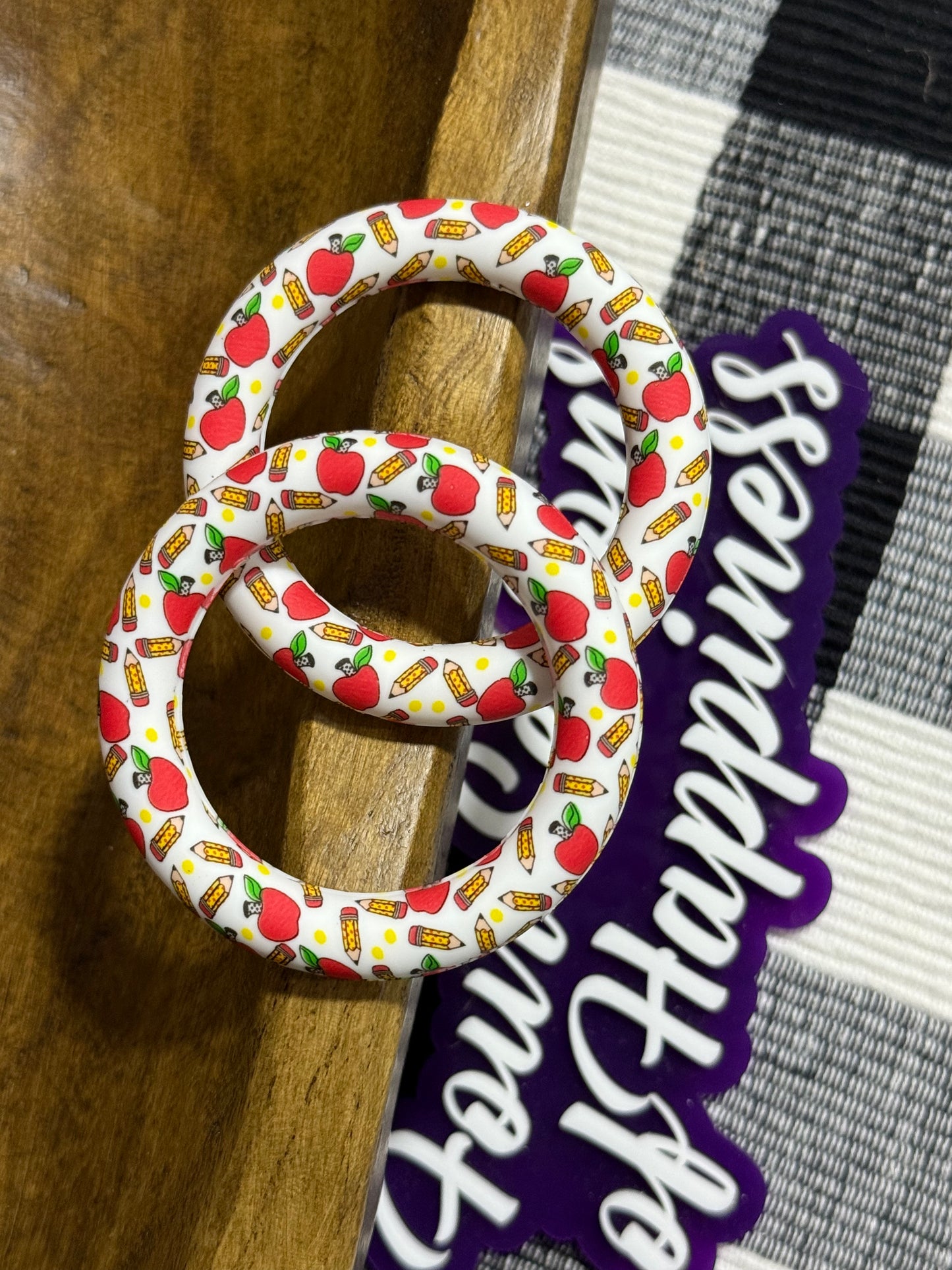 65mm Printed Silicone Ring Bead Multiple Print Options And Mixed Colors